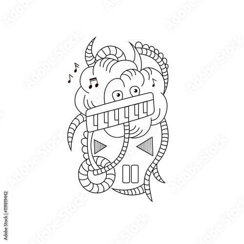 cool monster with piano and notes