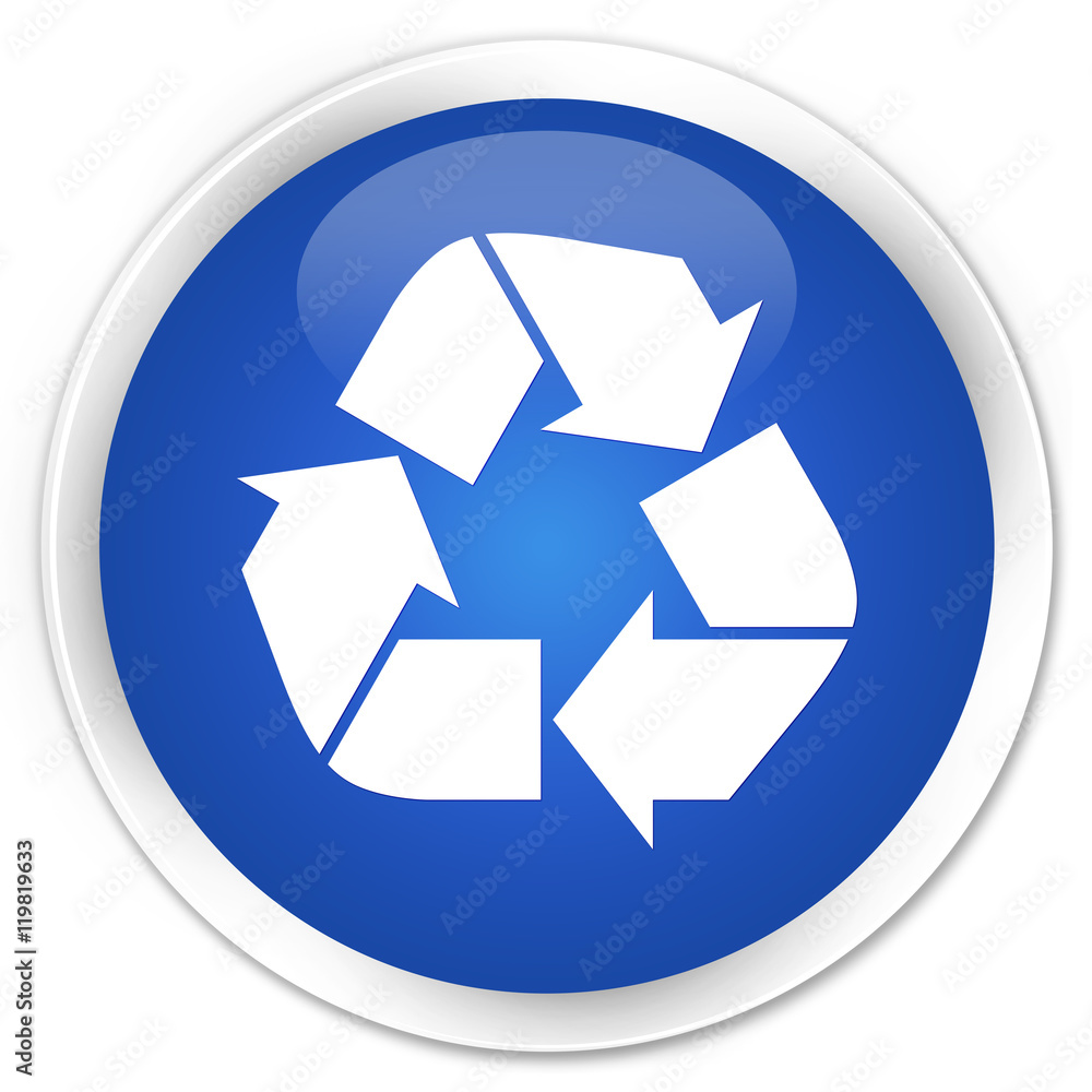Recycle icon blue glossy round button Recycle icon blue glossy round button
