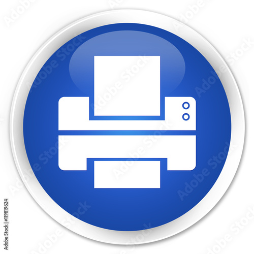 Printer icon blue glossy round button