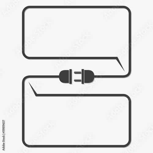 Wire plug and socket - vector illustration.