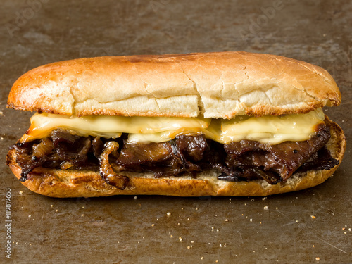 rustic philly cheese steak sandwich