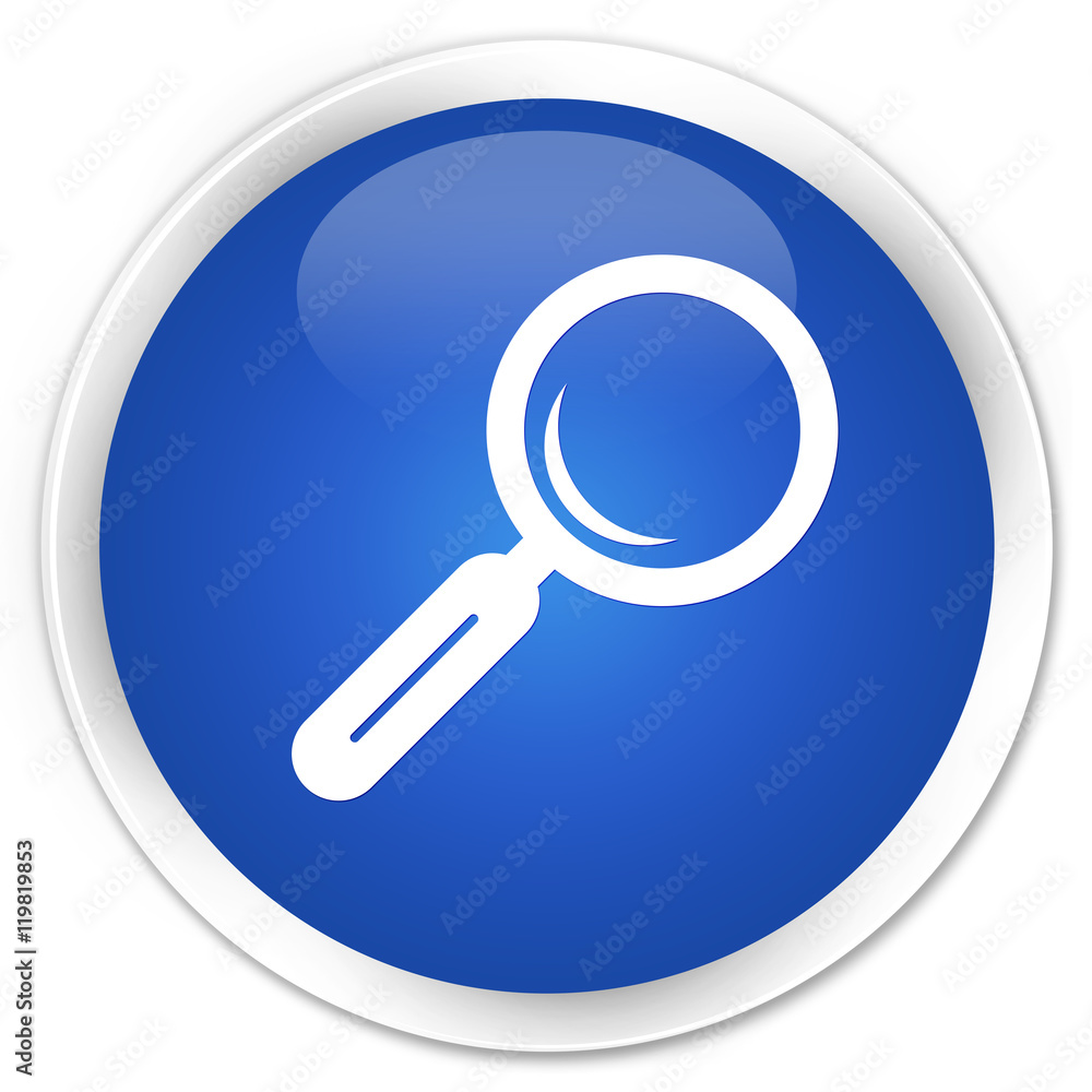 Magnifying glass icon blue glossy round button Magnifying glass icon blue glossy round button