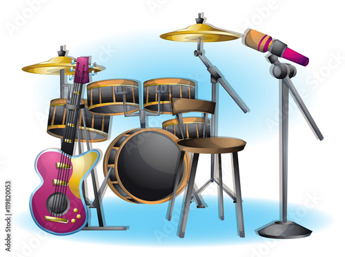cartoon vector illustration music instruments objects with separated layers in 2d graphic