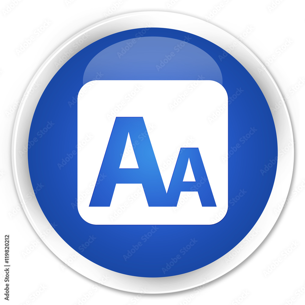 Font size box icon blue glossy round button Font size box icon blue glossy round button