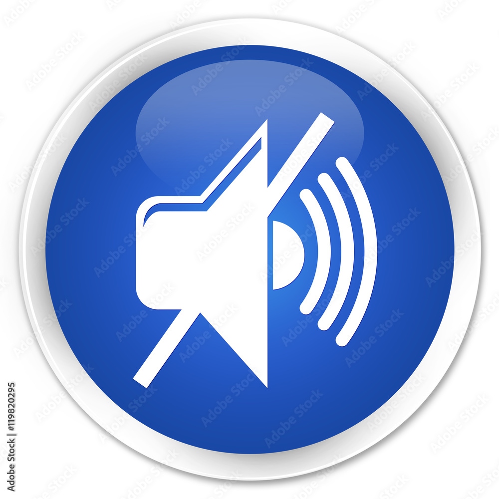 Mute volume icon blue glossy round button Mute volume icon blue glossy round button