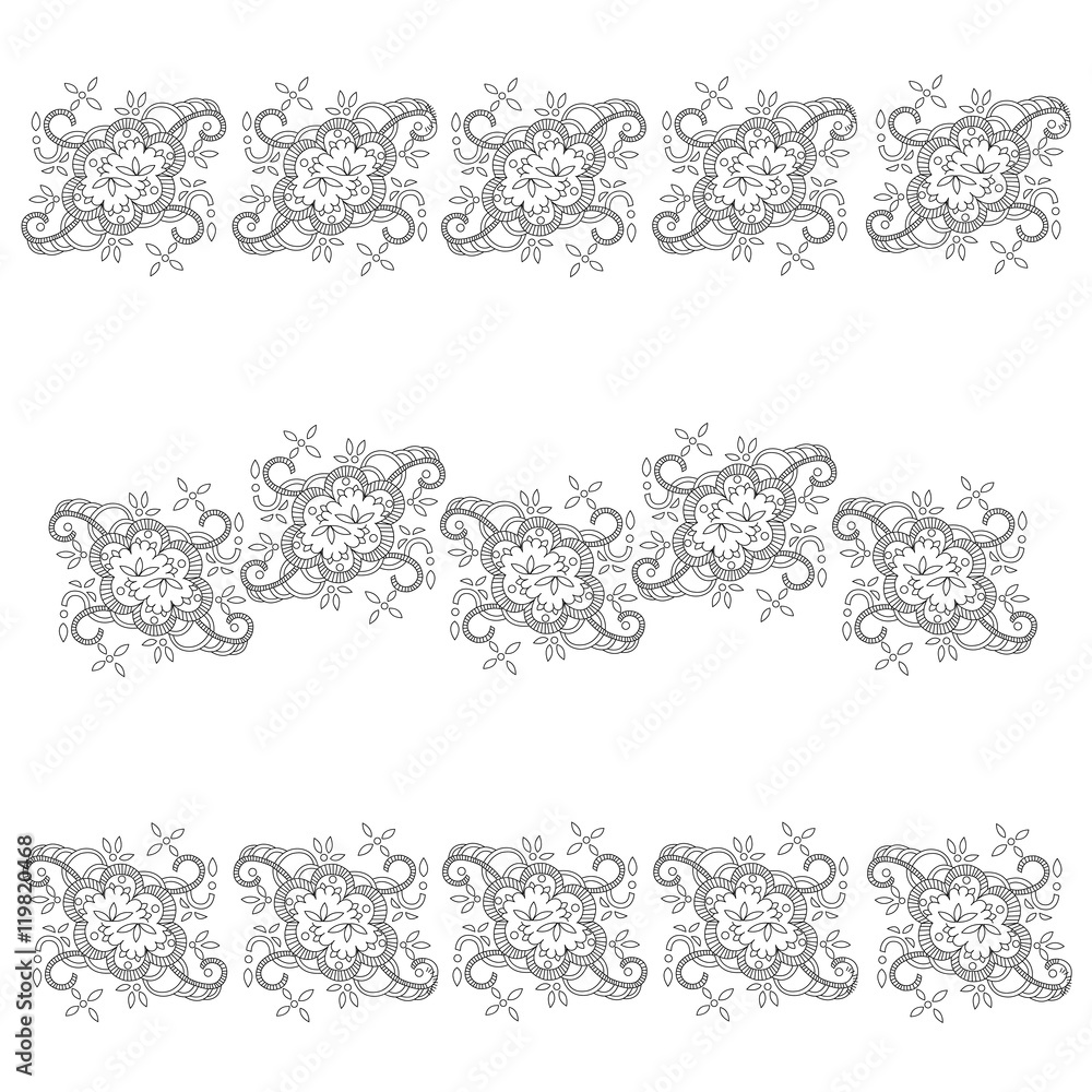 beautiful horizontal floral pattern in a line style