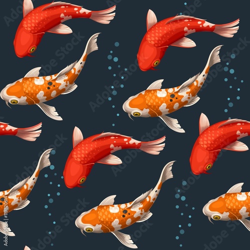 Seamless koi carps