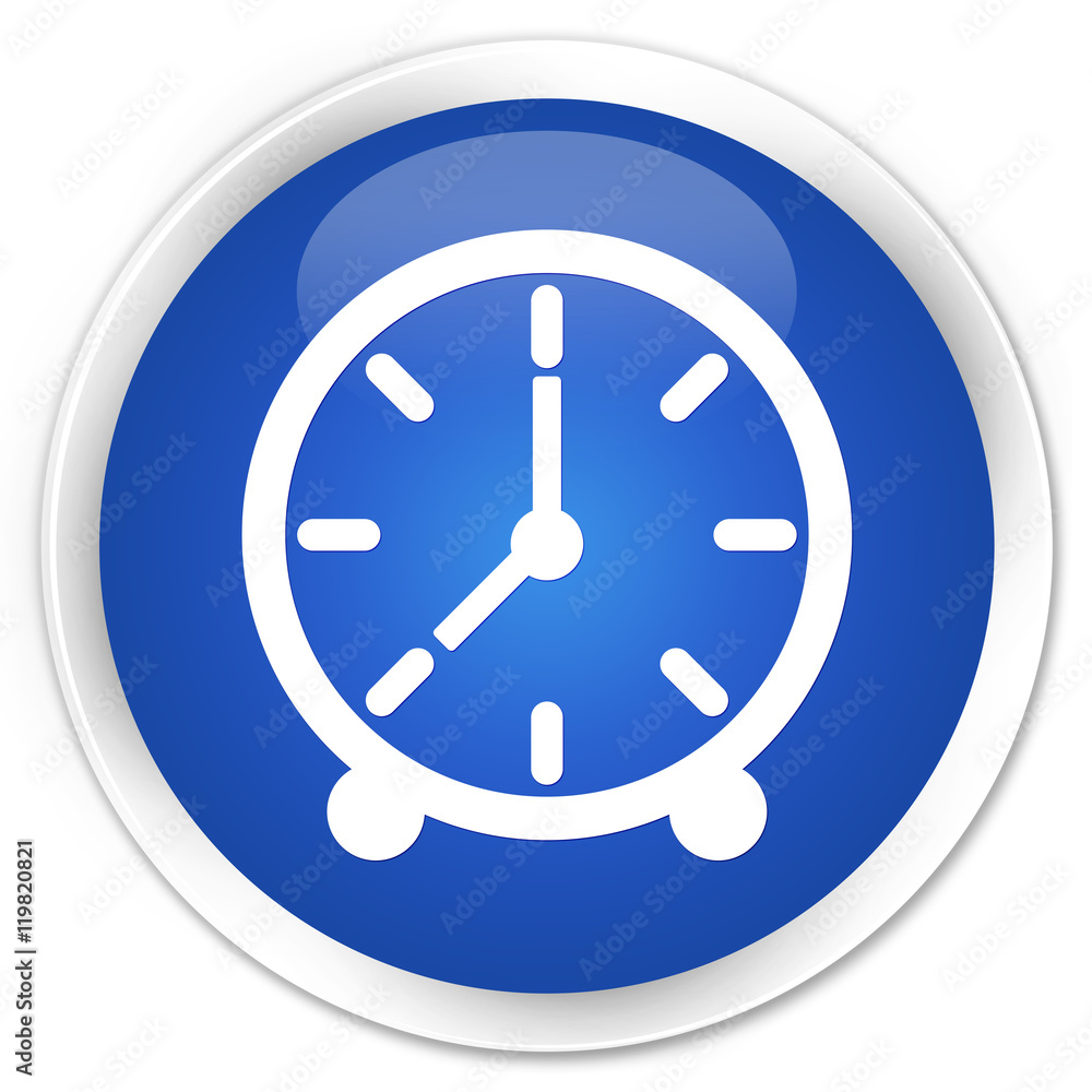 Clock icon blue glossy round button Clock icon blue glossy round button