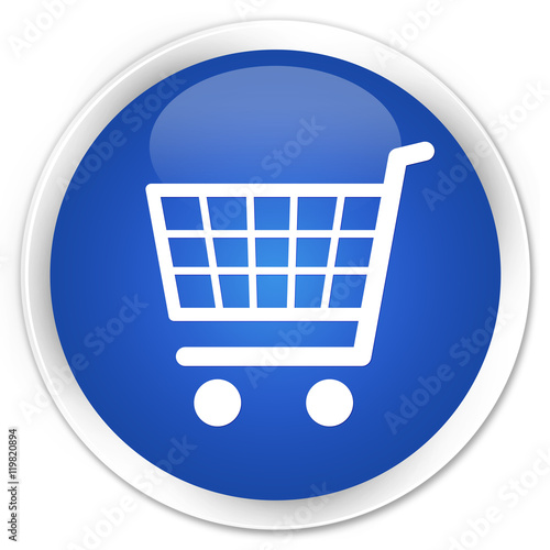 Ecommerce icon blue glossy round button