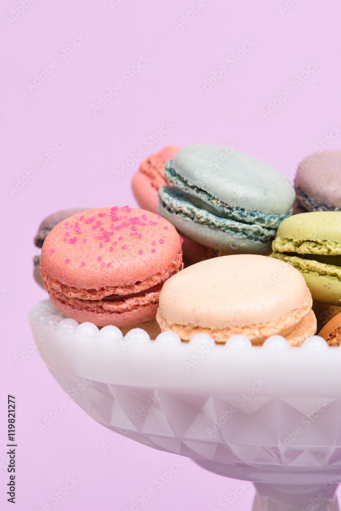 Macarons in a pedestal dish Macarons in a pedestal dish