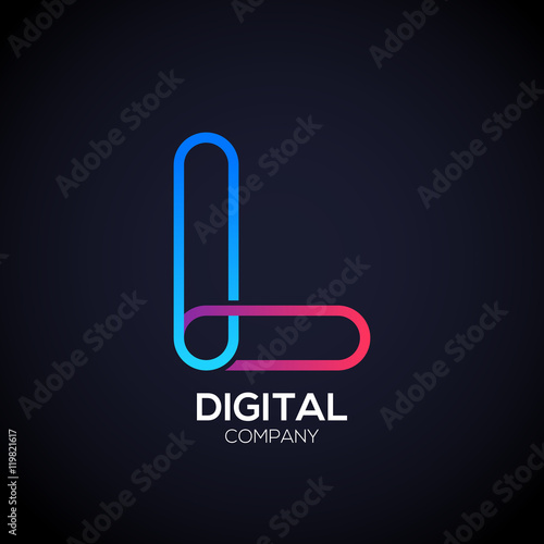 Letter L Logo Design.Linked shape circle symbol,Digital