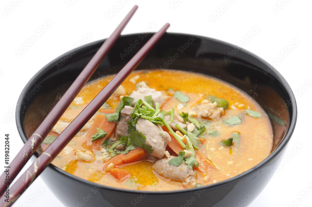 bowl of Peranakan laksa soup