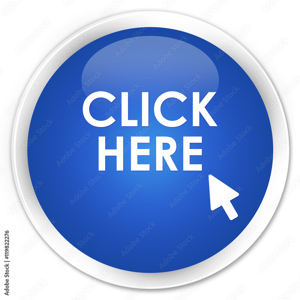 Click here blue glossy round button Click here blue glossy round button