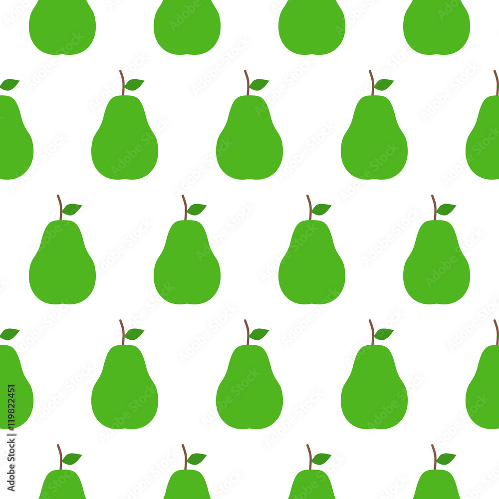 Pear flat seamless pattern over white Pear flat seamless pattern over white