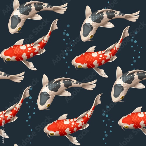 Seamless koi carps
