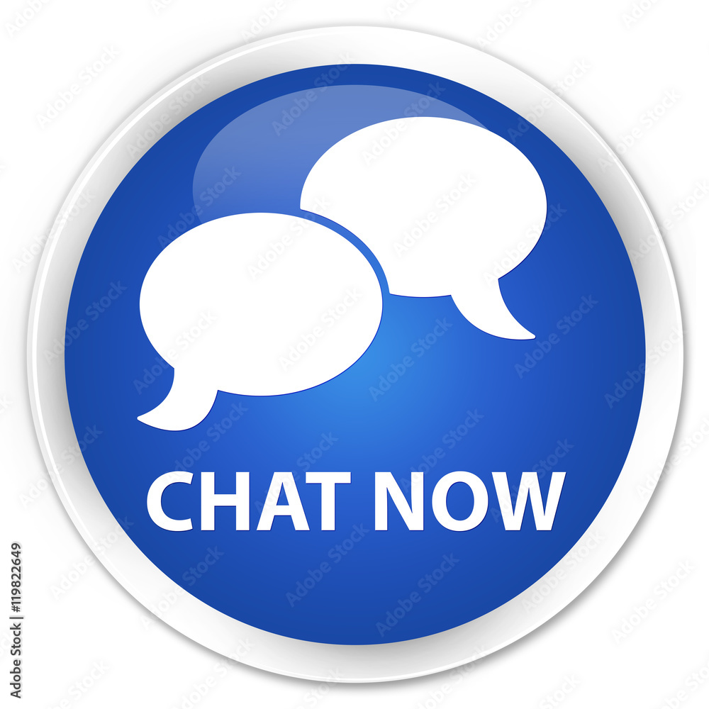 Chat now blue glossy round button Chat now blue glossy round button