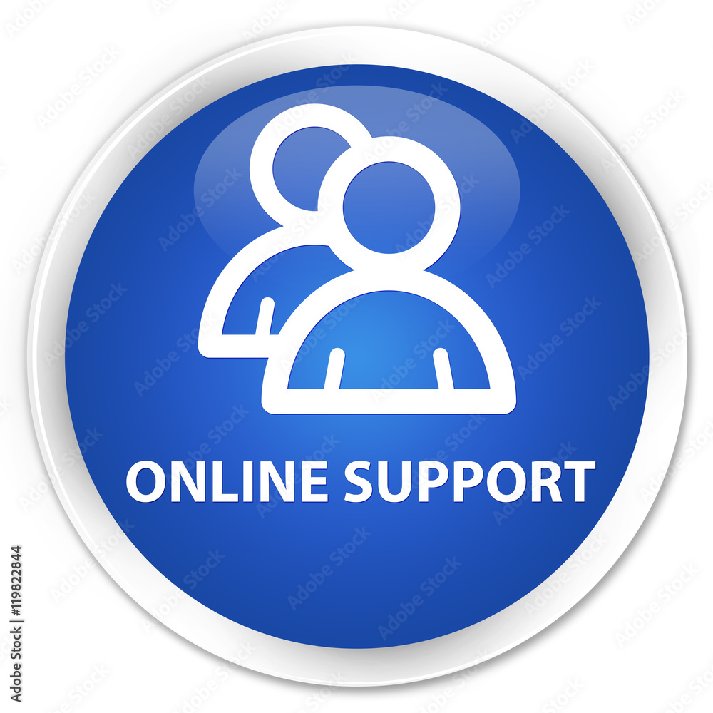Online support (group icon) blue glossy round button Online support (group icon) blue glossy round button