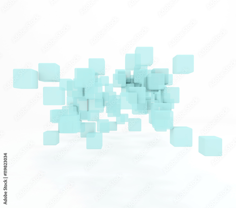 3D illustration - Blue cubes abstract background