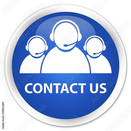 Contact us (customer care team icon) blue glossy round button