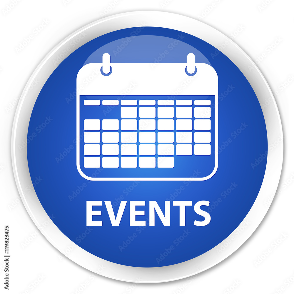 Events (calendar icon) blue glossy round button Events (calendar icon) blue glossy round button