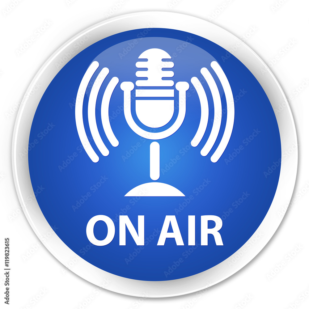 On air (mic icon) blue glossy round button On air (mic icon) blue glossy round button