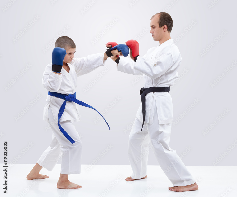 On trainer ovelays student is training blows On trainer ovelays student is training blows