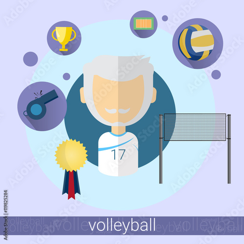 Senior Man Volleyball Player Icon