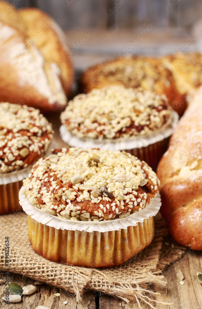Healthy muffins with seeds