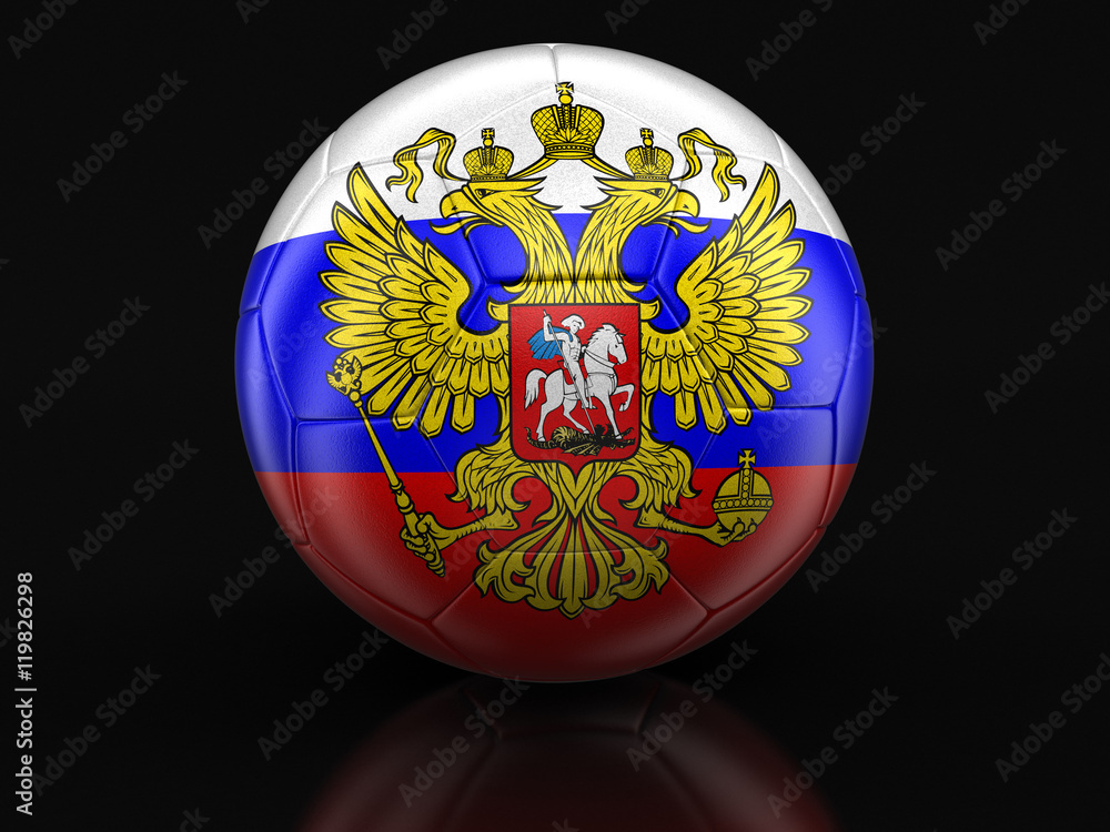 Soccer football with Russian flag. Image with clipping path Soccer football with Russian flag. Image with clipping path