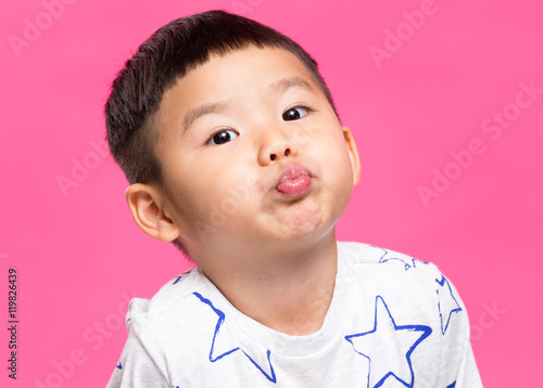 Asian little boy pout his lip Stock Photo | Adobe Stock