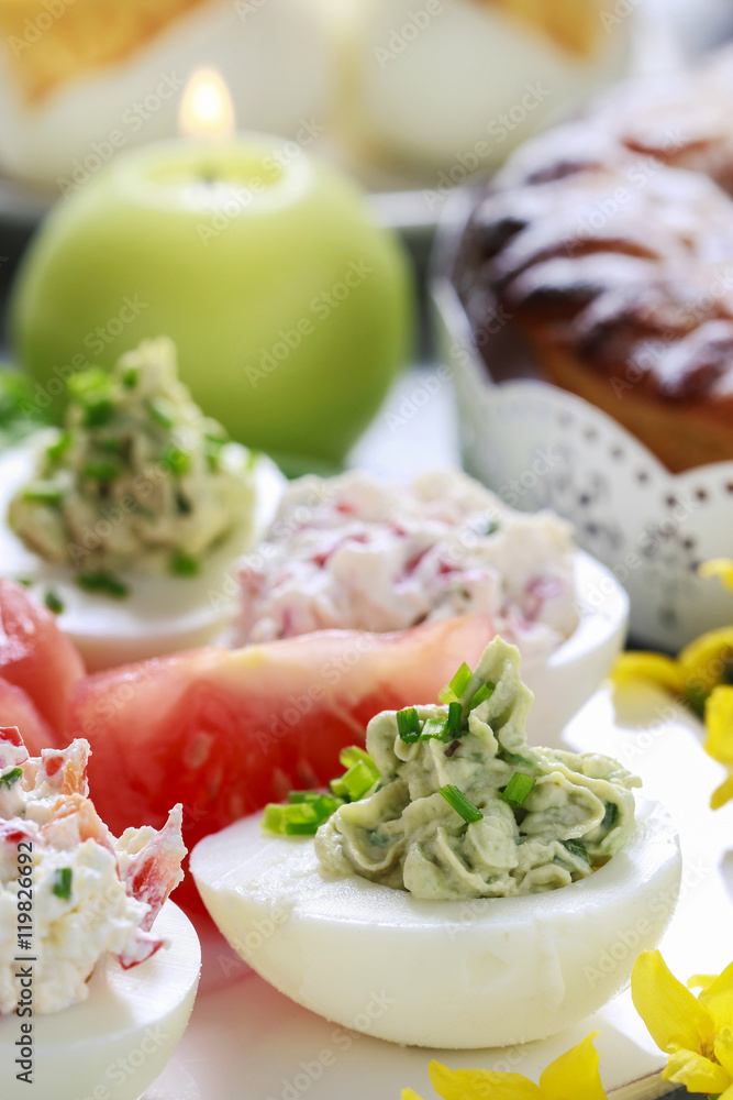 Obraz premium Stuffed eggs for breakfast