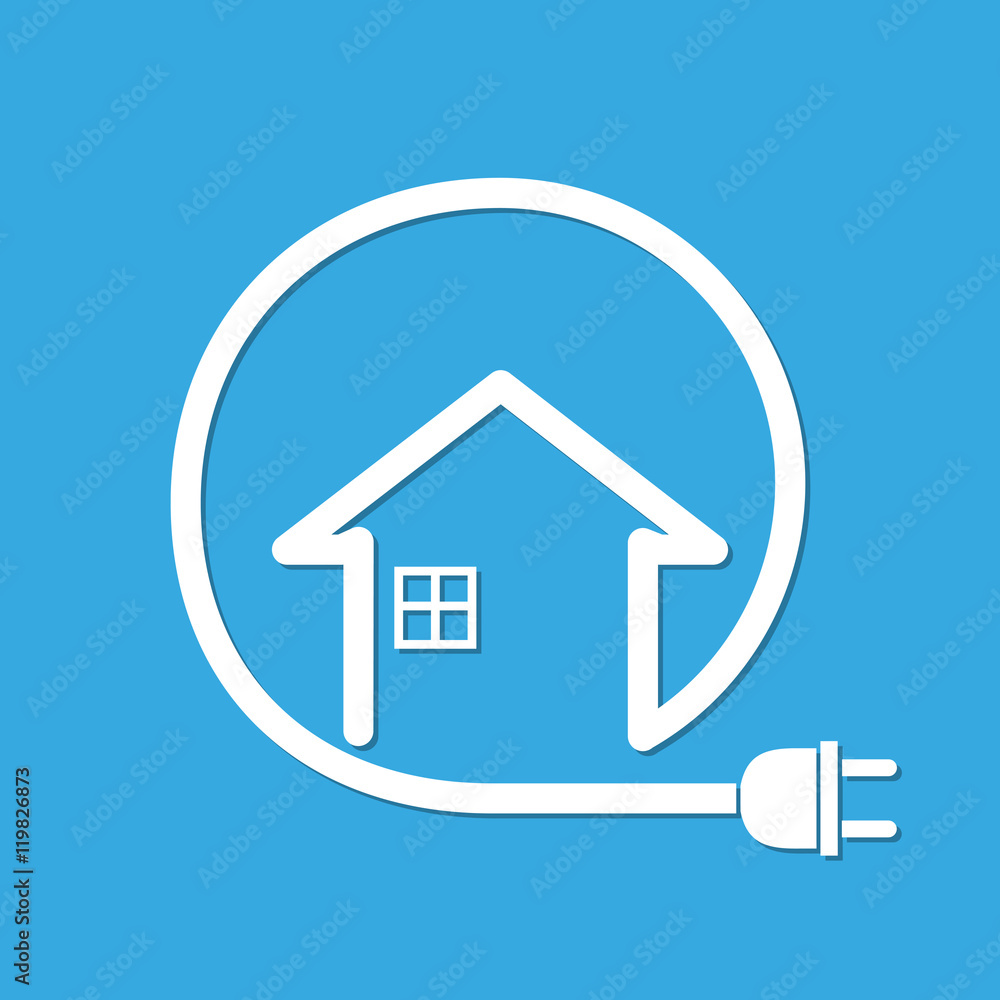 House with wire plug - vector illustration House with wire plug - vector illustration