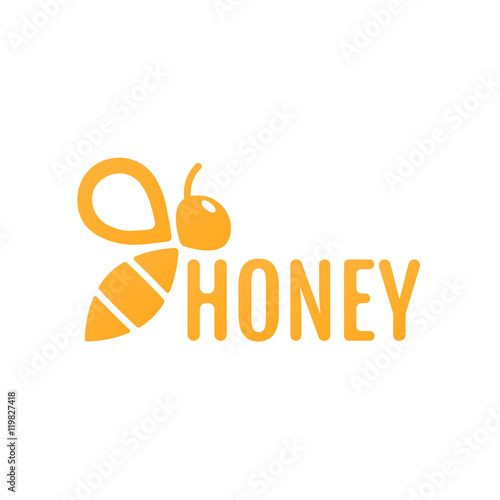 Vector logo and packaging design templates in trendy negative space style - natural and farm honey concept - label and tag with bee.