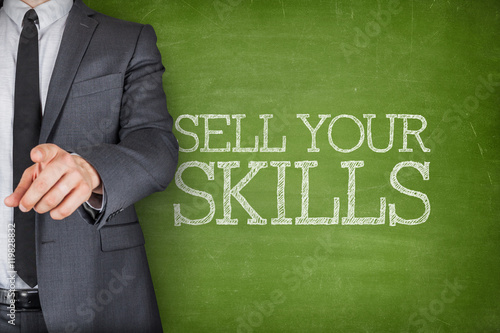 Sell your skills on blackboard with businessman