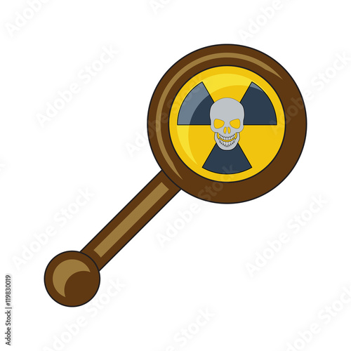 radiation magnifying glass icon. Flat style. Cartoon style. Military symbol for web and mobile.