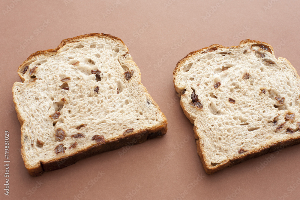 two slices of rasin bread two slices of rasin bread