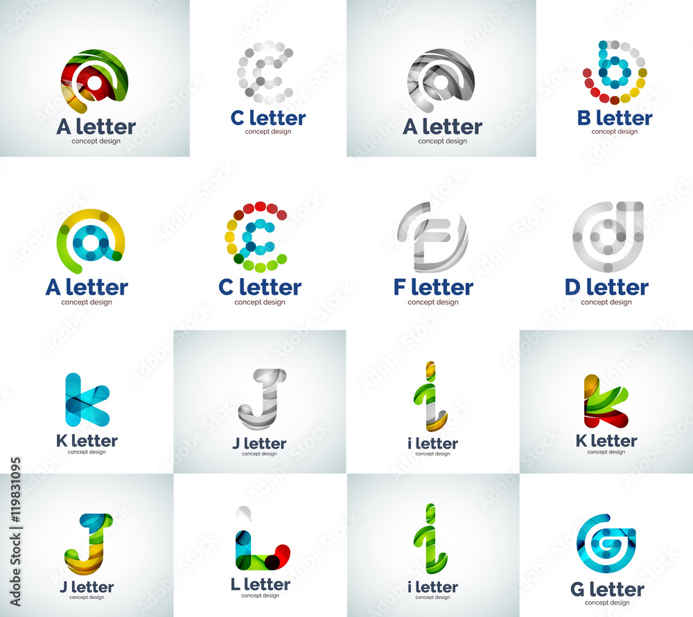 Vector set of abstract unusual web letter logo icons