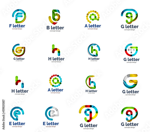 Vector set of abstract unusual web letter logo icons