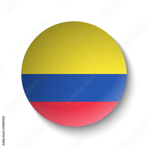 White paper circle with flag of Colombia. Abstract illustration