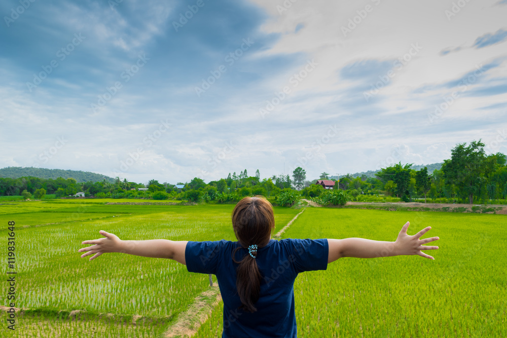 rice field in Thailand country, the fresh air for relaxing rice field in Thailand country, the fresh air for relaxing