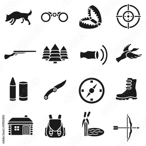 hunting simple icons set