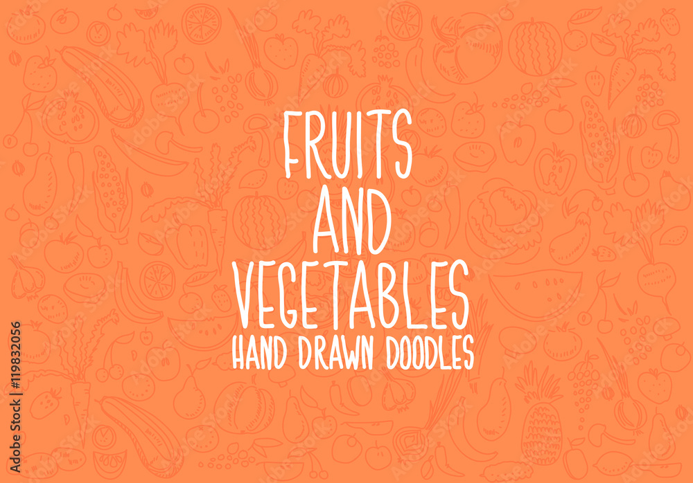 Hand drawn vegetables doodle sketch on white.