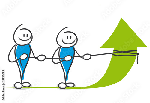 Stick Figure Series Blue / Aufschwung, Wachstum, Kontrolle, Teamwork