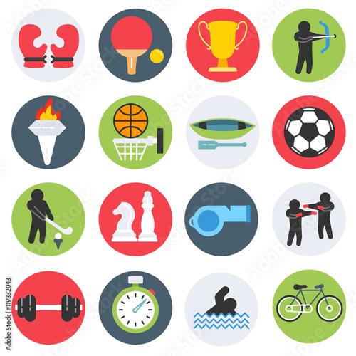 sport icons set. collection. flat design