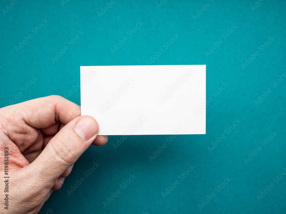 White business card Mock up in man's hand White business card Mock up in man's hand