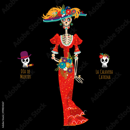 La Calavera Catrina. Elegant Skull. Dia de Muertos. Mexican tradition.  photo