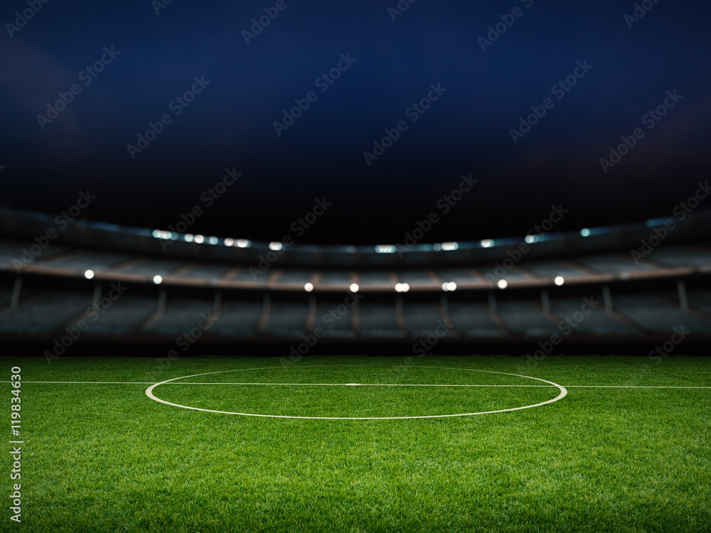 Obraz premium pusty stadion z boiskiem do piłki nożnej
