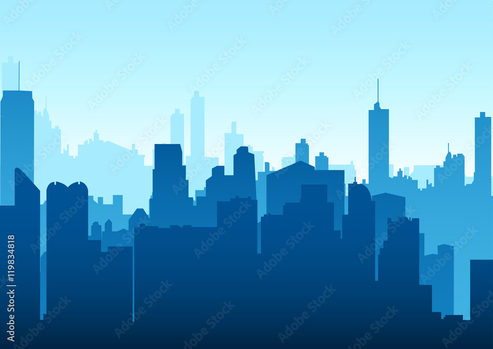 Graphic illustration of a cityscape