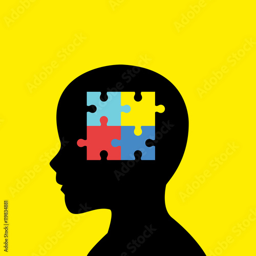 Children Head Silhouette With Autism Icon
