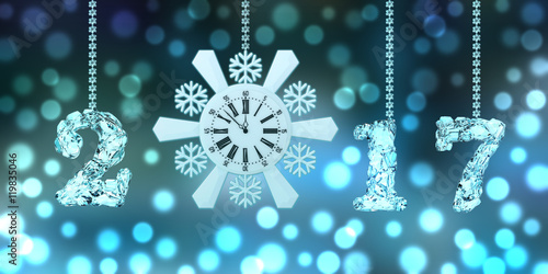 Happy new year 2017, 3D rendering